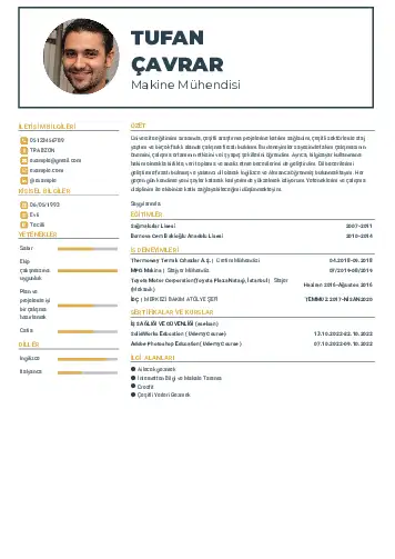 Makine Mühendisi Cv Örnekleri cv indir